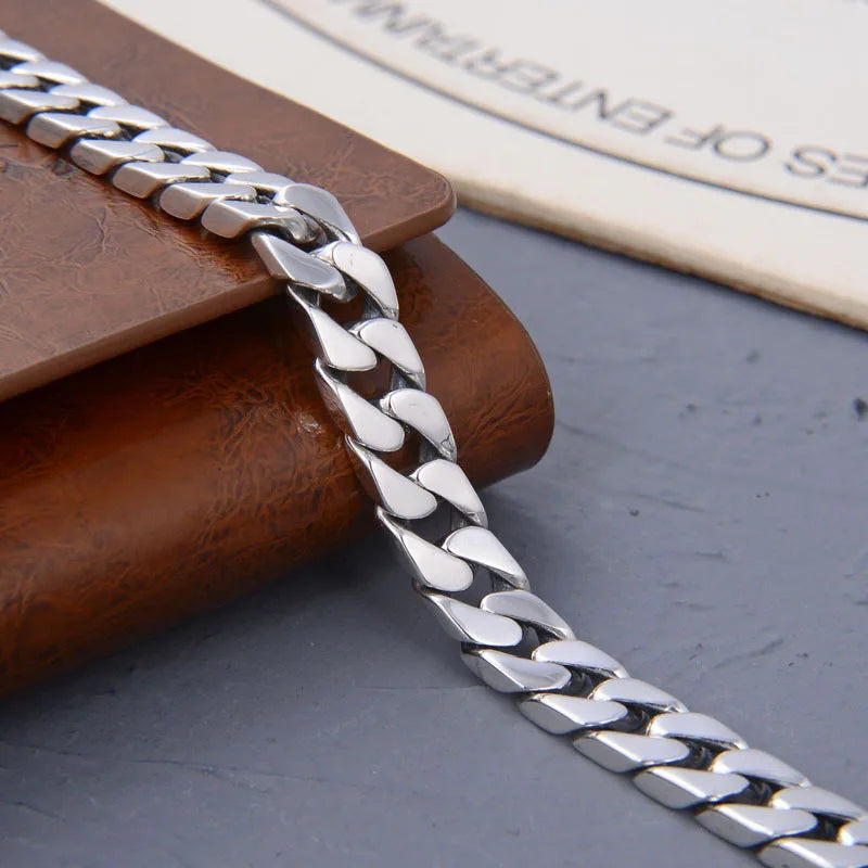 100% S925 Sterling Silver Necklace Bracelet Punk Jewelry Never Fade Carry certificate Men Women Gifts - Visuel 5 | SAMAG