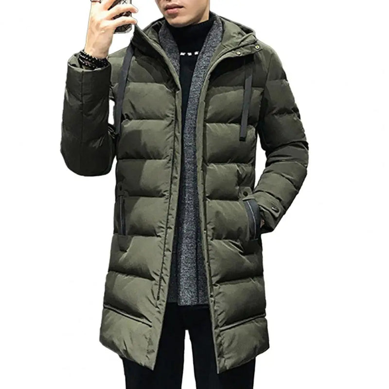 2023 Men Winter Parka Down Coat Casual Parkas Jacket Wind Breaker Winter Overcoat High Collar Mid-length Outdoor Snow Jacket