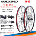700C Road Bike Wheelset Parts V Brake 32H  100X135mm Double Layer Aluminum Alloy 2Bearing Hub Bicycle Wheel ROCKBAO