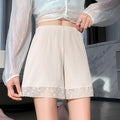 Anti-emptied Lace Safety Shorts New Thin Ice Silk Pants Breathable Home Pants Women Pajamas Shorts Lolita Summer Safety Pants