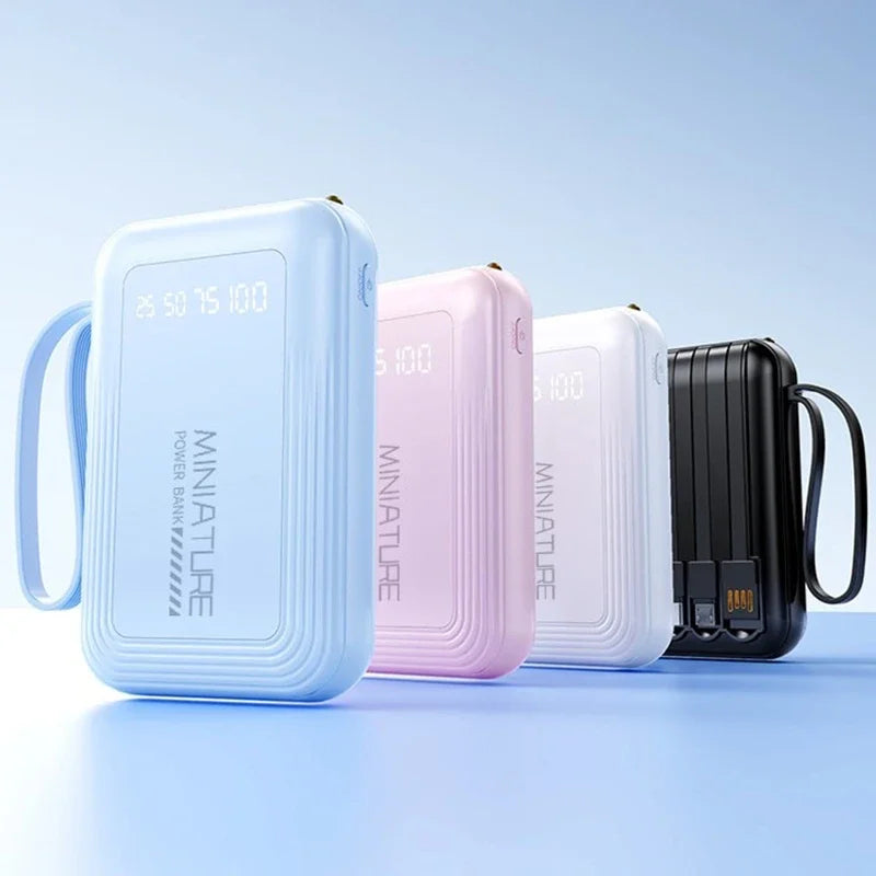 VIVO Mini 500000mAh Power Bank Super Fast Charging 4 in 1 Built in Cables LED Digital Display Power Bank for iPhone Samsung