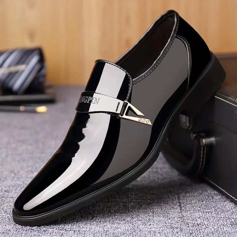 2026 New Men's Formal Dress Shoes, Formal Business High Gloss Slip on Loafers, Comfortable and Casual Men's Driving Boat Shoes