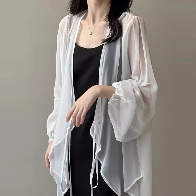 Summer Sun Protection Shirt Korean Women Chiffon Cardigan - View 4 | SAMAG