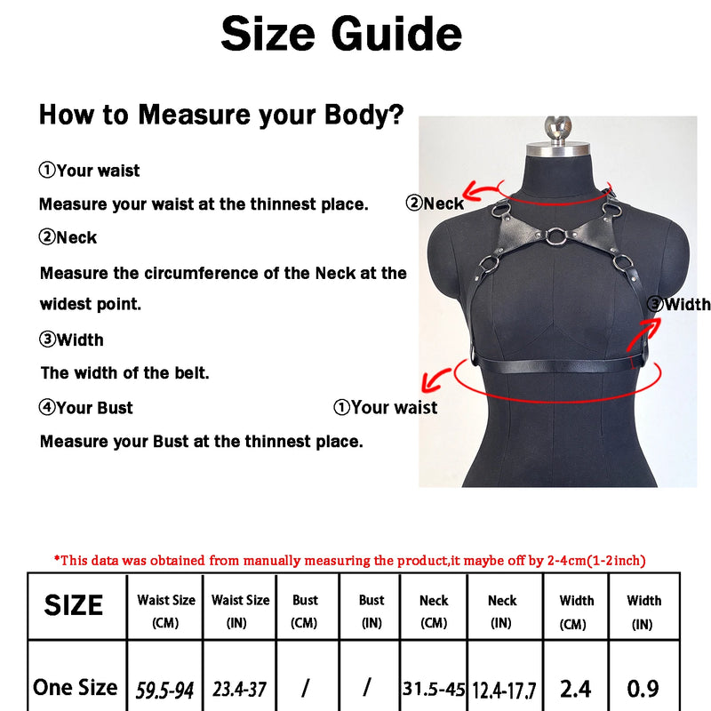 Women Fashion PU Leather Harness Waist Belt Punk Studded Decorative Harness Straps Suspenders Gothic Clothing Accessorie