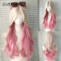 Synthetic Long Curly Wavy Lolita Wig with Bangs Wig Girl Cute Ombre Pink Blonde Black Cosplay Party Halloween Harajuku Wig