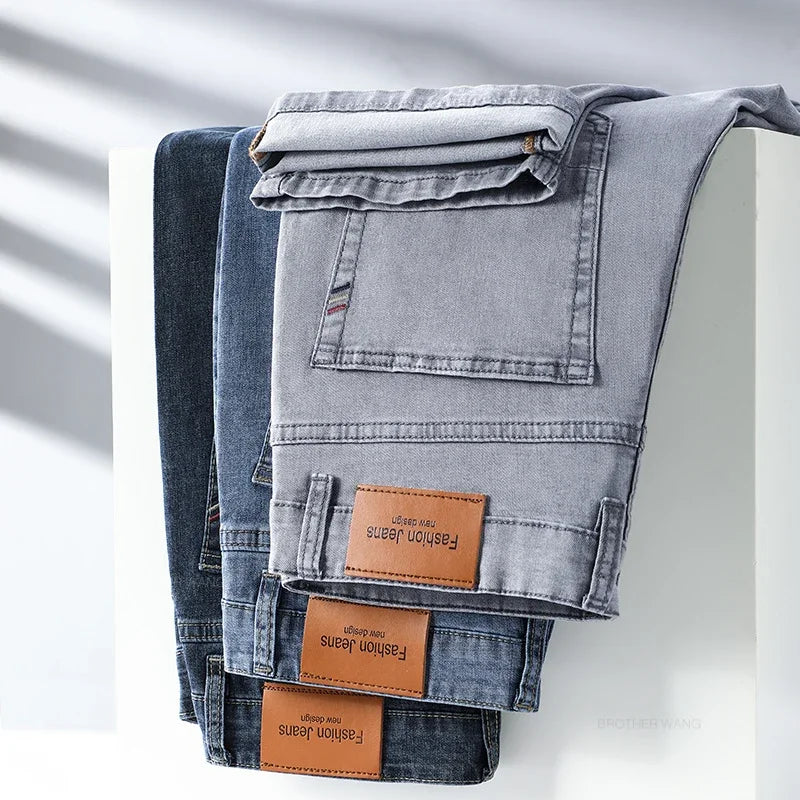Summer Thin Men's Elastic Cotton Jeans Fashion Gray | SAMAG