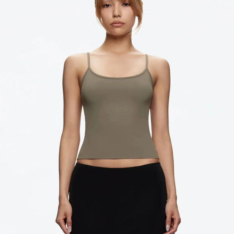 ANK Air Summer Top with Solid Color, Black and White Powder, Wide Shoulder Strap, I-Shaped Tank Top, Women's Sports, Daily Wear