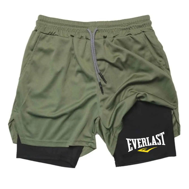 Men's Compression Gym Shorts 2 in 1 Double-deck Sports Pants Quick Drying Basketball Fitness Jogging Bottom Men's Sportswear