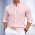 Men's stand-up collar white or black long-sleeved shirt | SAMAG