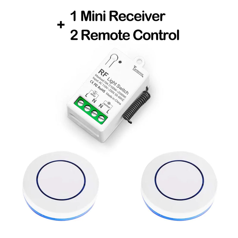 433Mhz Wireless Smart Light Switch 110V 220V 10A Mini Relay Receiver Wall Panel Remote Control Switch for Fan Lamp Humidifier