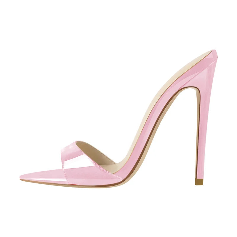Onlymaker Women Peep Toe Mules Gold Slip On Thin High Sandals Big Size Classic Fashion Lady Sandals