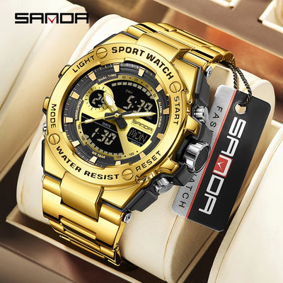 SANDA 3363 Luxury Men's Electronic Watch Multi functional Outdoor Sports Water blocking Luminous LED | SAMAG