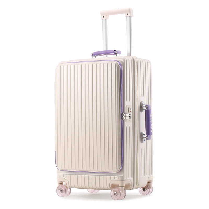 Side Opening Suitcase Scalable Large Capacity Case Rolling Luggage 20/24/28inch Travel Trolley Bag With TSA Lock Colorful Wheels
