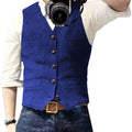 Men's Suit Vest V Neck Wool Herringbone Tweed Casual Waistcoat Formal Business Vest Groomman