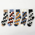 5Pair Pack New Men's Socks Colorful Grid Casual Business | SAMAG