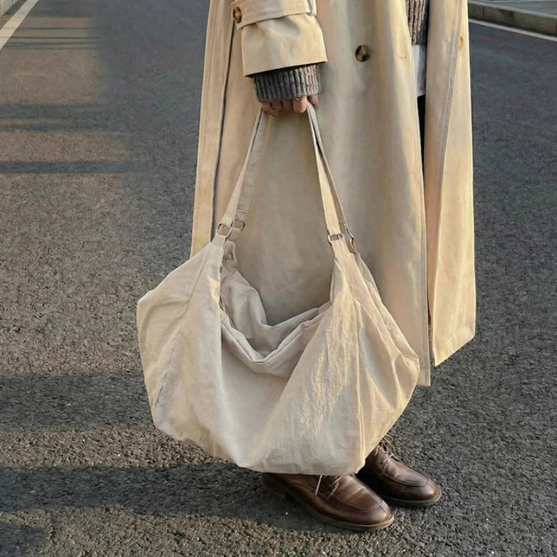 Japan Style Lightweight Shoulder Crossbody Bag Casual Nylon Women Big Bag Simple Student Handbag Fashion Commuting Hobos Bag