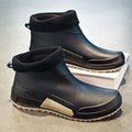 Men's Winter Fleece Lined Short Rain Boots Waterproof Non Slip Work Kitchen Safety Black Rubber Boots Thickened Shoe Bottom