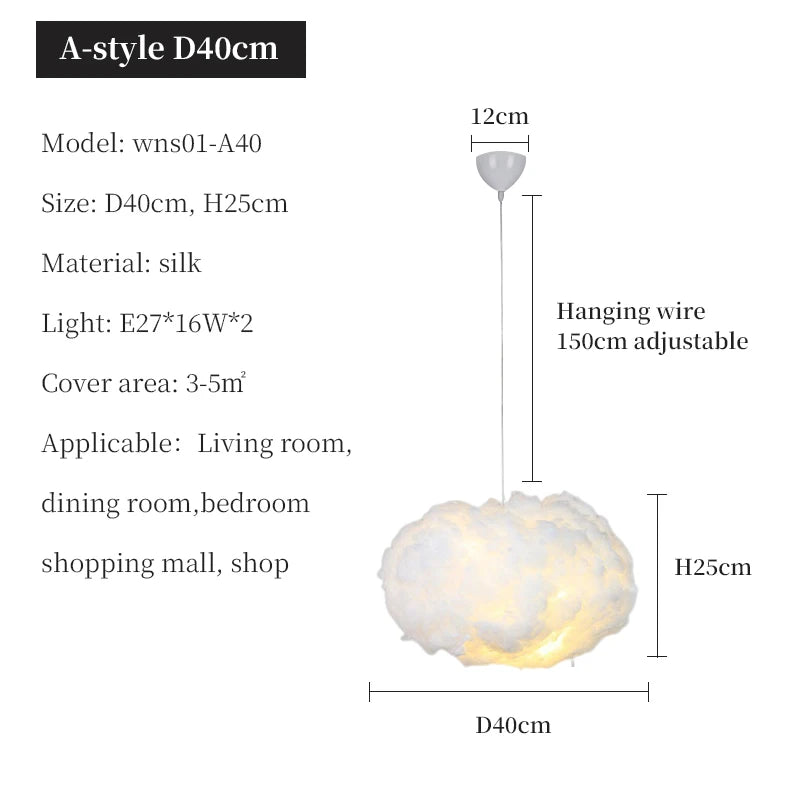 Modern Floating Cloud Led Pendant Light Living Dining Room Chandelier Lighting Bedroom Lampara Restaurant Hanging Lamp Luminaire