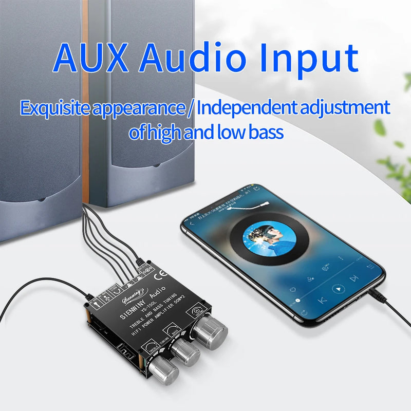 YS-T50L HiFi Amplifier Channel 2.0 Bluetooth Amp 3.5mm Active Speakers for Home Sound Systems Supporting APP Operation