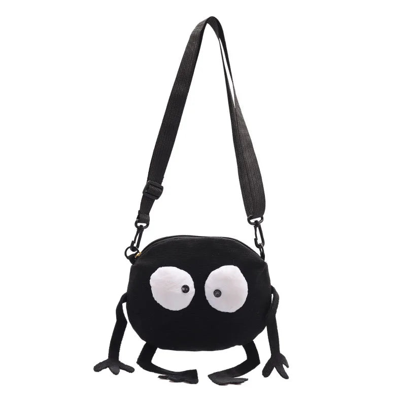 Trendy Korean Girl's Crossbody Bag Shoulder Bags Small Round Bag Quirky Personality Canvas Small Bag for Girls Coin Purse