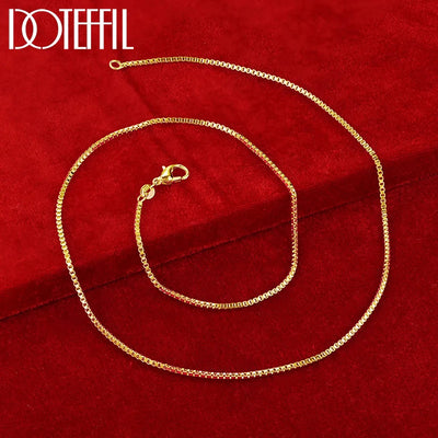DOTEFFIL 18K Gold 1.5mm Base Box Chain Necklace For Man Women Wedding Engagement Fashion Jewelry | SAMAG