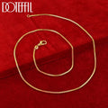 DOTEFFIL 18K Gold 1.5mm Base Box Chain Necklace For Man Women Wedding Engagement Fashion Jewelry