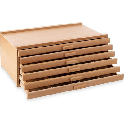 6 Drawer Wooden Artist Storage Supply Box for Pastels | SAMAG