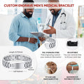 Custom Medical ID Bracelet Medilert Bracelets for Men Women Engraving Stainless Steel Medic ID Bracelet Wristband for Dad Mom