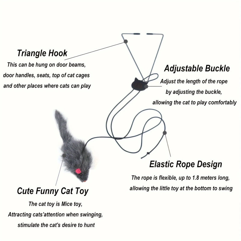 2 PCS Adjustable Hanging Cat Toy Interactive Mouse Toys Hanging Door Retractable Plaything Funny Kitten Scratch Rope Mouse Toy
