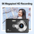 4K HD Digital Camera 16X Digital Zoom Compact CCD Camera Portable Vintage Vlog Camera for Students Travel 2.4 Inch IPS Screen