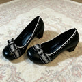 Bowknot Details Retro Chunky Heel Women's Pumps and Heels Round-Toe Designer Mary Jane Shoes Elegant Party Lolita Shoe for Girls