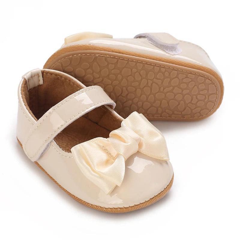 Spring and Autumn Baby Apricot Princess Shoes 0-12 Months Non-Slip Soft Sole Walking Shoes