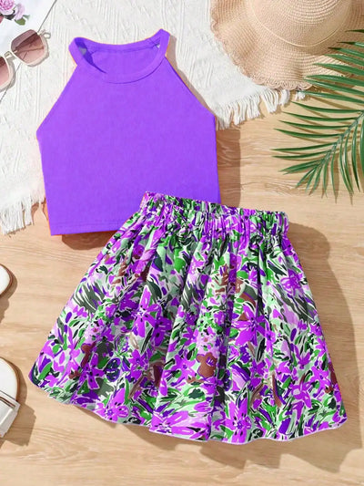 Children's clothing set summer casual solid color round | SAMAG