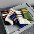 5 Pairs Men's Colorful Striped Casual Socks, Fashionable | SAMAG