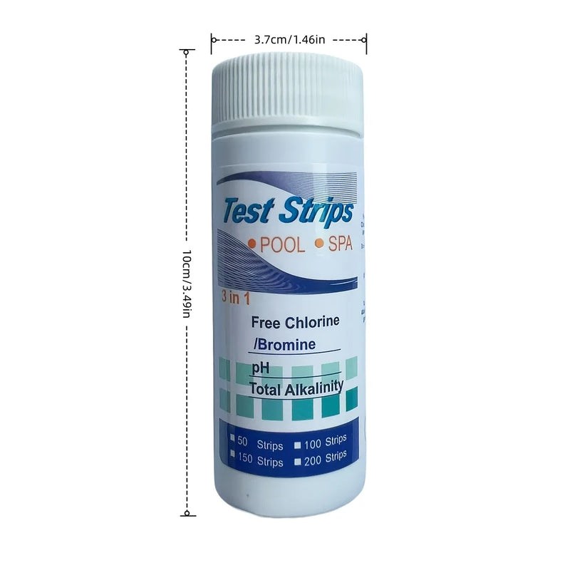 3 In 1 Test Paper Chlorine Immersion Hot Tub PH Test Spa Strips Test Water Test Strips Swimming Pool Aquarium Fish Tank Water