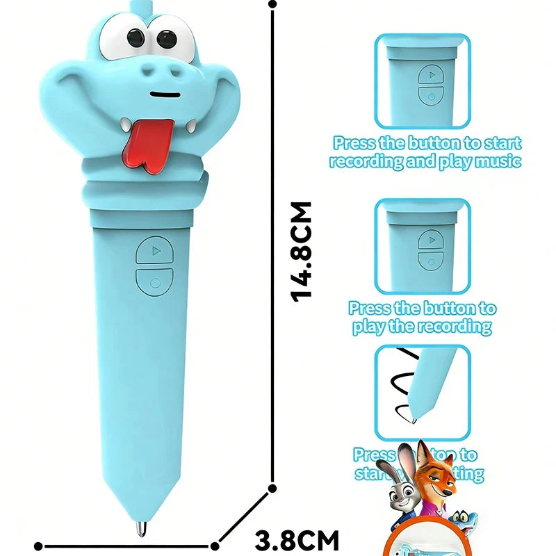 Zootopia 2 Lanyard Carrot Recording Pen | Gary Snake Venom Serum Pen | Bracket 60 Second Recording 2-in-1 Neutral Pen Stationery