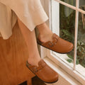 Evshine Fashion Leather Cork Clogs For Women Men New Vegan Slip On Potato Shoes Comfy Cork Footbed Lady Clogs with Arch Support
