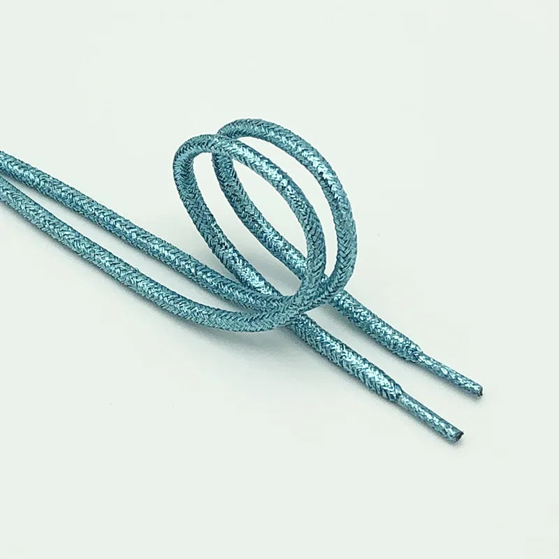 New Round Shiny Metallic Glitter Shoelaces Gold Silver Silk Shoe Laces Sports Canvas Casual Colorful Rainbow Gradient Shoelace