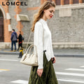 LOMCEL 632 Leather shoulder crossbody bag for daily use 2026 new model Boston pillow bag, top layer of cowhide bowling bag