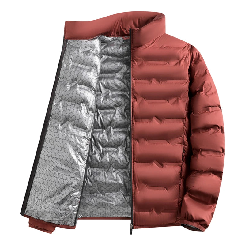 Graphene Self-heating Parka Jackets Men Solid Windproof Cotton Down Jackets Man Stand Collar Parkas Winter Padded Down Coat Male