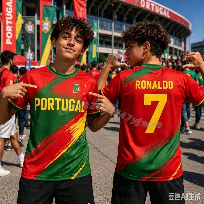 26 Boys Ronaldo No.7 Football Jersey Tee Shorts Set Women | SAMAG
