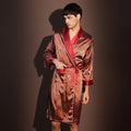Men Summer Thin Bathrobe High Quality Nightrobes One-Piece Robe Male Loungewear Gents Spring Large Size Ice Silk Printed Pajamas