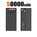 140W 200000mAh Power Bank Large Capacity 4 In1 Cables Intelligent Digital Display Light Portable Powerbank For iPhone Huawei New