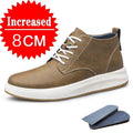 Men's genuine leather casual sports shoes new elevator shoes 8cm 6cm invisible height-enhancing shoes Men's elite sneakers