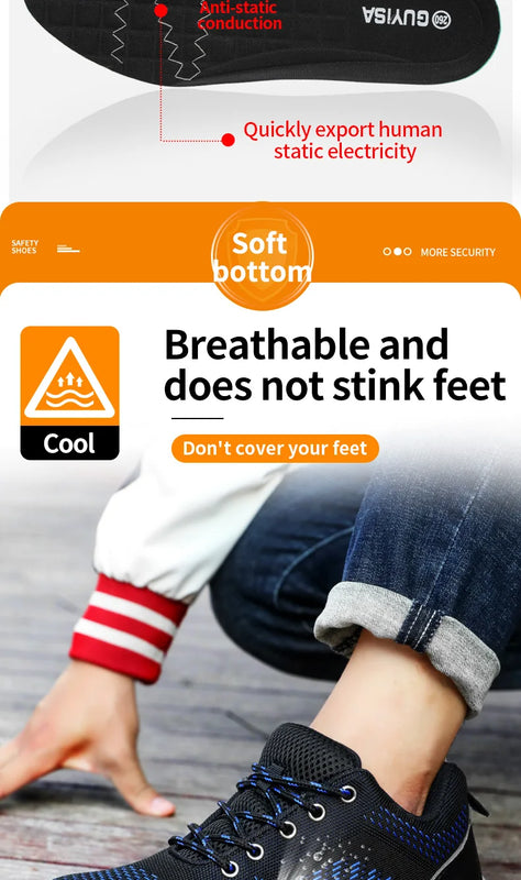 Work shoes for men, anti-shatter, anti-stab, anti-static, solid sole, all-season model