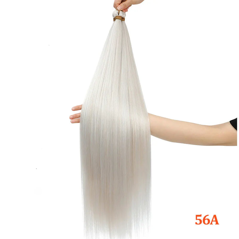 Gladys 28 Inch Crochet Braids Hair 3PCS 300g Synthetic Orange 60MW Ombre Brown T1B-330-276 Straight Braiding Hair Soft Pony Hair