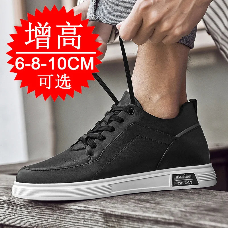 New Stylish Elevator Shoes 8cm Invisible Men's Hidden Heel 6cm Lightweight and Trendy Lace-up Sneakers Fashion Casual Wear