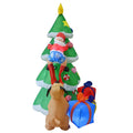 7 FT Outdoor Garden Dog Humorously Trying to Pull the Pants Off Santa Inflatable Christmas Tree Party Decoration
