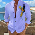 Men's Floral Print Long Sleeved Shirt Fashionable Casual | SAMAG
