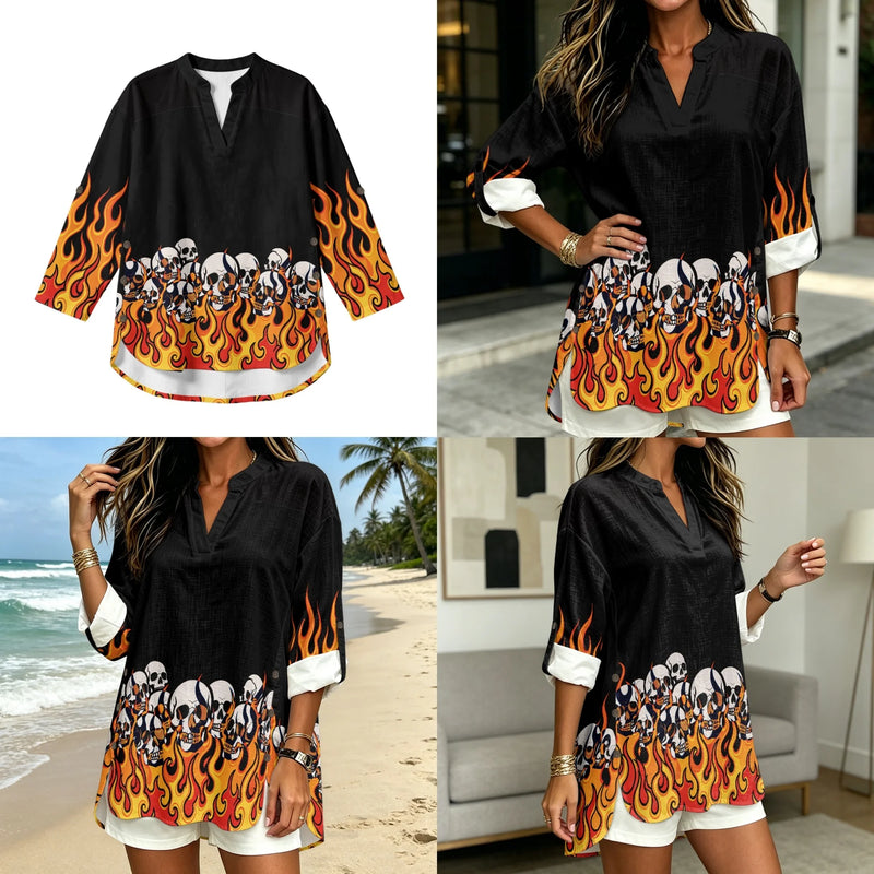 INSTANTARTS Traf 2026 Women's Matching Sets Ropa Para Mujer Halloween Shirts Wide Leg Pants Set Women Plus Size Clothing S-3XL